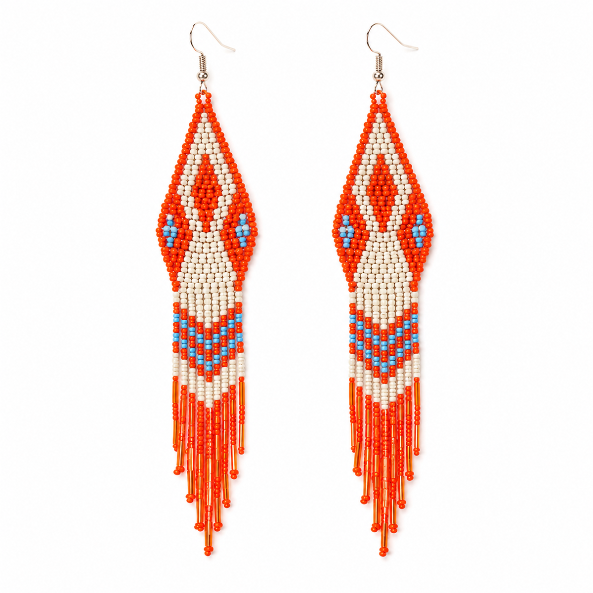 ORANGE FRINGE SEED BEAD EARRINGS