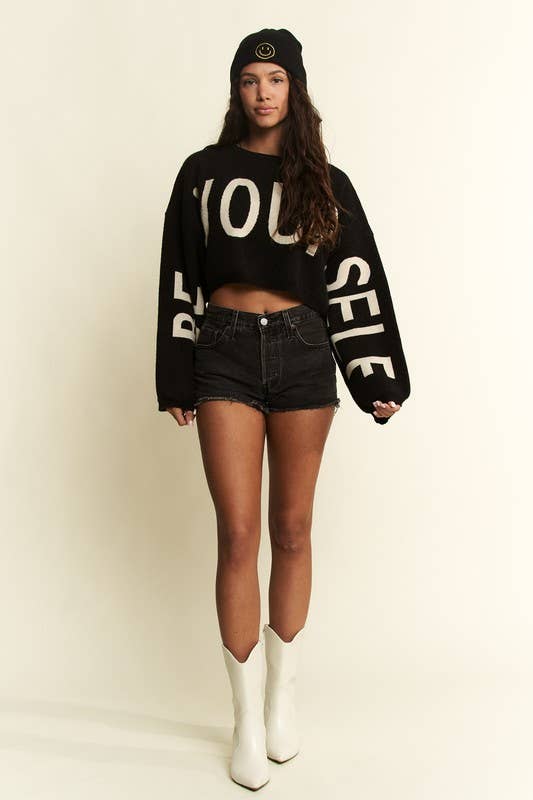 BE YOUR SELF CROP SWEATER