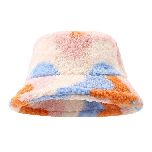 TIE DYE SHERPA BUCKET HAT (SKY BLUE/ ORANGE)
