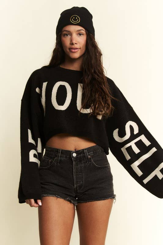BE YOUR SELF CROP SWEATER