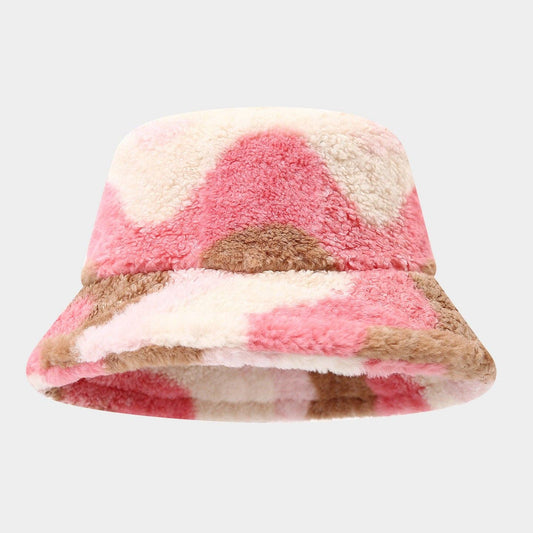 TIE DYE SHERPA BUCKET HAT (PINK/ CREAM & COFFEE)