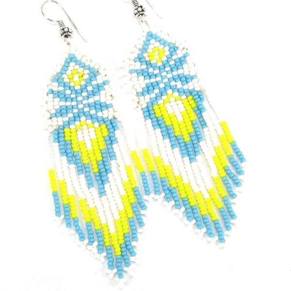 BLUE SKY BRIGHT SUN SEED BEAD EARRINGS