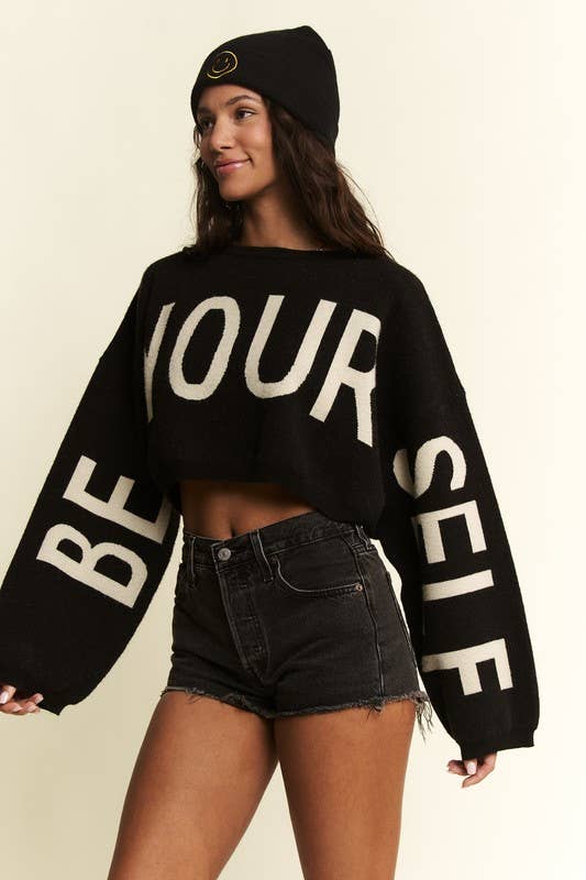 BE YOUR SELF CROP SWEATER